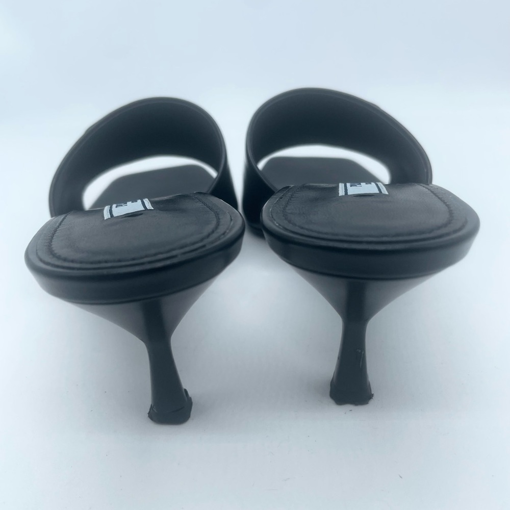 Prada Black leather logo plaque mid-heel mules EU 38 - Picture 8 of 11